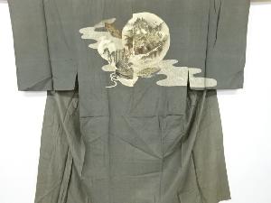 アンティーク　宝船に風景模様男物長襦袢